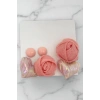 Pembe Renk Çiçek Figürlü Kalp Detaylı 6lı Küpe Set