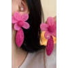 Pembe Renk Çiçek Figürlü Küpe (Çift)