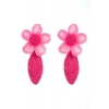 Pembe Renk Çiçek Figürlü Küpe (Çift)