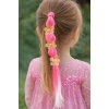 Pembe Renk Çiçek Figürlü Saç Detaylı Lastik Toka