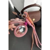 Pembe Renk Çiçek Ve Kalp Figürlü Ayna Detaylı Çanta Charm/ Anahtarlık