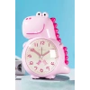 Pembe Renk Dinazor Figürlü Dekoratif Alarmlı Masa Saati
