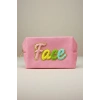 Pembe Renk Face Yazılı Makyaj Çantası