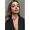 Pembe Renk Gül Detaylı Choker Kolye