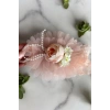 Pembe Renk Gül Figürlü İnci Detaylı Çocuk Saç Bandı