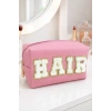 Pembe Renk Hair Yazılı Makyaj Çantası