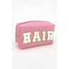 Pembe Renk Hair Yazılı Makyaj Çantası