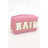 Pembe Renk Hair Yazılı Makyaj Çantası