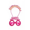 Pembe Renk Happy Birthday Yazılı Gözlük Ve Taç