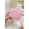 Pembe Renk İnci Detaylı Deri Kadın Cüzdan/Kartlık