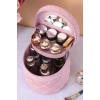Pembe Renk İnci Detaylı Makyaj Ve Kişisel Bakım Çantası