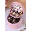 Pembe Renk İnci Detaylı Makyaj Ve Kişisel Bakım Çantası