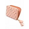 Pembe Renk Kalp Detaylı Deri Kadın Cüzdan
