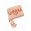 Pembe Renk Kalp Figürlü Deri Kadın Cüzdan