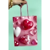 Pembe Renk Kalp Figürlü Karton Çanta