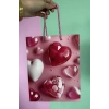 Pembe Renk Kalp Figürlü Karton Çanta