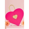 Pembe Renk Kalp Figürlü Karton Çanta Hediyeli Hediye Kutusu