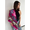 Pembe Renk Karışık Desenli Saten Şal/Fular