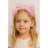 Pembe Renk Kurdele Figürlü İnci Detaylı Çocuk Taç
