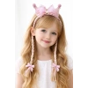 Pembe Renk Kurdele Figürlü Örgü Detaylı Çocuk Taç