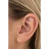 Pembe Renk Kurdele Figürlü Taşlı Cerrahi Çelik Tragus/Kıkırdak Küpe/Piercing (Tek)