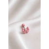 Pembe Renk Kurdele Figürlü Taşlı Cerrahi Çelik Tragus/Kıkırdak Küpe/Piercing (Tek)