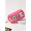 Pembe Renk Love Detaylı Makyaj Çantası