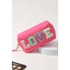 Pembe Renk Love Detaylı Makyaj Çantası