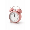 Pembe Renk Mini Dekoratif Işıklı Alarmlı Yuvarlak Masa Saati