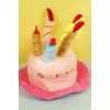 Pembe Renk Mum Figürlü Happy Birthday Yazılı Kedi Köpek Şapkası