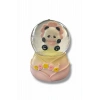 Pembe Renk Panda Figürlü Işıklı Küçük  Kar Küresi