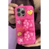 Pembe Renk Pati Figürlü 15 Pro Max Telefon Kılıfı