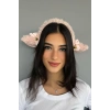 Pembe Renk Peluş Zil Detaylı Kuzu Kulağı Taç