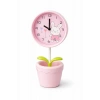 Pembe Renk Saksı Figürlü Alarmlı Masa Saati