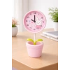 Pembe Renk Saksı Figürlü Alarmlı Masa Saati