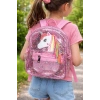 Pembe Renk Şeffaf Unicorn Figürlü Çocuk Sırt Çantası