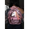 Pembe Renk Şeffaf Unicorn Figürlü Çocuk Sırt Çantası