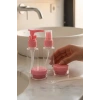 Pembe Renk Seyahat Kiti/ 4lü Doldurulabilir Şişe Set+Krem Kutusu
