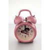Pembe Renk Simli Mini Dekoratif Işıklı Alarmlı Yuvarlak Masa Saati