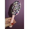 Pembe Renk Taş Ve İnci Detaylı Saç Tarama Fırçası/ Tarak