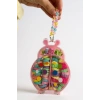 Pembe Renk Uğur Böceği Figürlü Boncuklu Çantalı Toka Seti