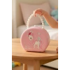 Pembe Renk Unicorn Figürlü İnci Detaylı Çanta Detaylı Takı Kutusu/Organizer