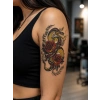 Renkli Güllü Yılan Geçici Dövme Tattoo