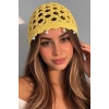 Sarı Renk İnci Detaylı Örgü Saç Bandana