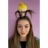 Sarı Renk Kız Figürlü Perçem Tokası Detaylı Taç