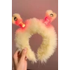 Sarı Renk Kulakları Oynayan Işıklı Peluş Taç