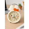 Sarı Renk Tavşan Figürlü Mini Dekoratif Işıklı Alarmlı Yuvarlak Masa Saati
