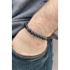Siyah Renk Boncuk Detaylı Erkek Bileklik