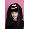 Siyah Renk Canavar Figürlü Kulaklı Peluş Şapka