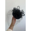 Siyah Renk Çiçek Detaylı Nikah Şapkası/Vualet Şapka
